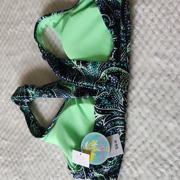 ISLAND SOUL BIKINI TOP LOOP BACK BANDEAU SIZE M JUNIORS NEW WITH TAGS - Picture 4 of 8